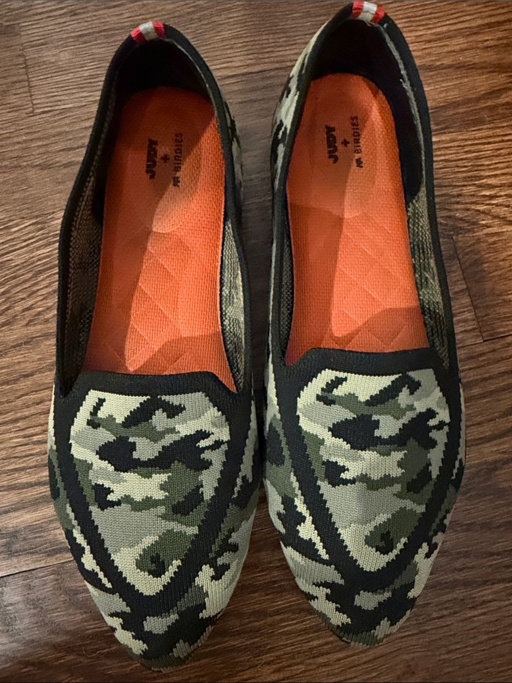 Birdies Judy Camo Knit Slip-On Flats with Orange Insole